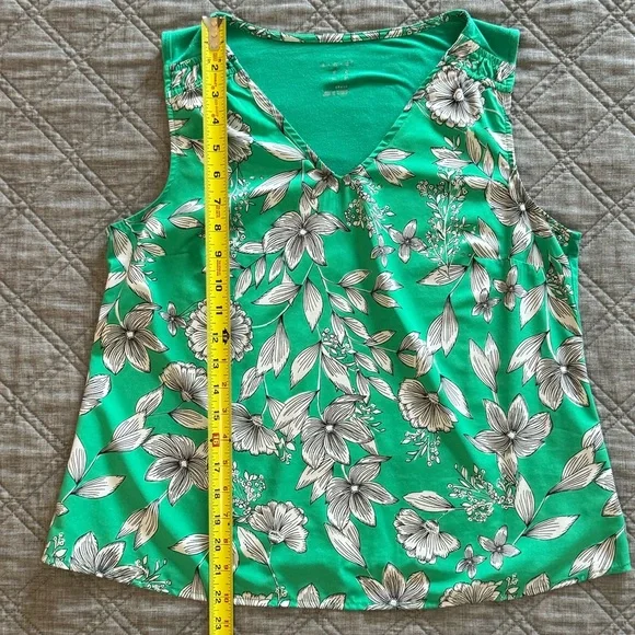 A New Day Green White Floral Sleeveless Tank Shirt Blouse, Size Small S - Picture 7 of 7